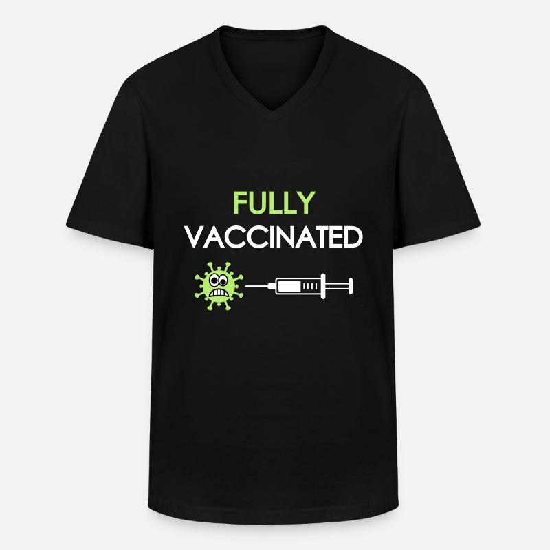 Vollständig geimpft, covid, fully vaccinated - Männer-T-Shirt mit V-Ausschnitt - Schwarz