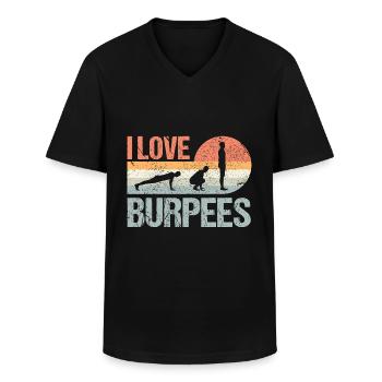 Burpees I Love Burpees - Men's V-Neck T-Shirt - black - Front - AI Model Male 178 dark (178cm)