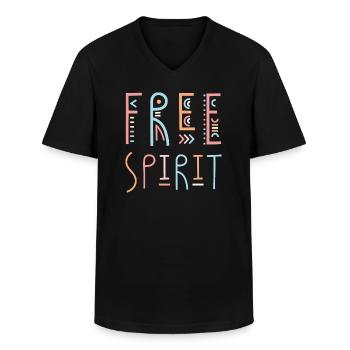 Goa Outfit - Psytrance, Psychedelic, Festival - Männer-T-Shirt mit V-Ausschnitt - Schwarz - Vorne - AI Model Male 178 dark (178cm)