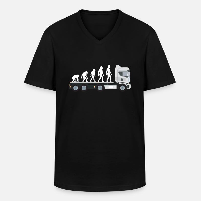LKW Fahrer Trucker Evolution Geschenk - Männer-T-Shirt mit V-Ausschnitt - Schwarz