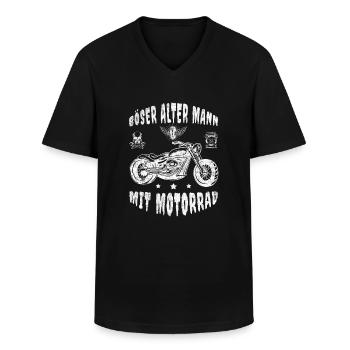 Biker Humor Funny - Böser alter Mann mit Motorrad - Männer-T-Shirt mit V-Ausschnitt - Schwarz - Vorne - AI Model Male 178 dark (178cm)