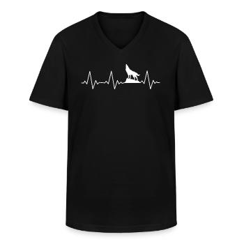 Wolf Wölfe Heartbeat - Männer-T-Shirt mit V-Ausschnitt - Schwarz - Vorne - AI Model Male 178 dark (178cm)