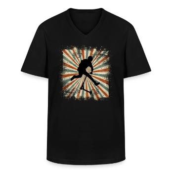 trottinette freestyle - T-shirt col V Homme - noir - Devant - AI Model Male 178 dark (178cm)