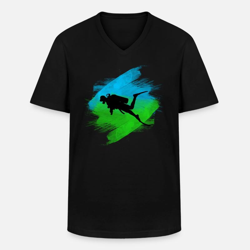 Taucher - Männer-T-Shirt mit V-Ausschnitt - Schwarz