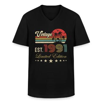 30. Geburtstag Vintage Limited Edition 30 Jahre - Männer-T-Shirt mit V-Ausschnitt - Schwarz - Vorne - AI Model Male 178 dark (178cm)