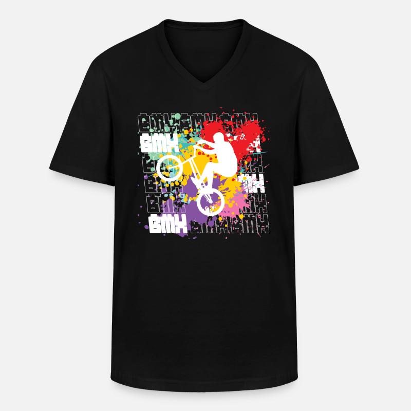 Bmx - Männer-T-Shirt mit V-Ausschnitt - Schwarz