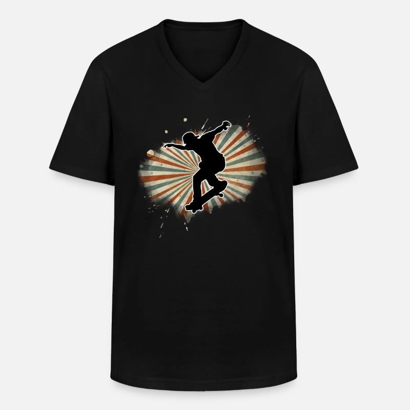 Skateboard Freestyle - Männer-T-Shirt mit V-Ausschnitt - Schwarz