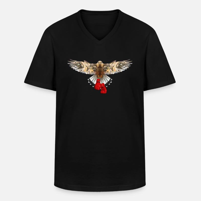 Falke Polygon Boxhandschuhe ready - Männer-T-Shirt mit V-Ausschnitt - Schwarz