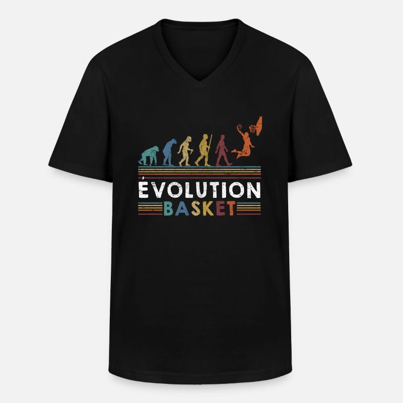 Evolution - Basketball - Männer-T-Shirt mit V-Ausschnitt - Schwarz