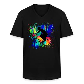 Freestyle scooter - Klassisk herre T-shirt med V-udskæring - sort - Foran - AI Model Male 178 dark (178cm)