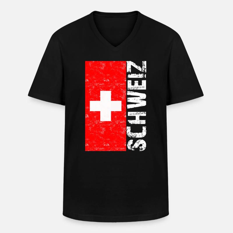 Schweiz T-shirt Geschenkidee - Männer-T-Shirt mit V-Ausschnitt - Schwarz