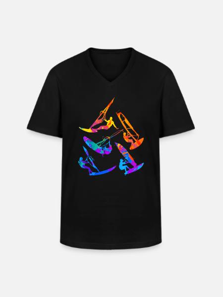 Windsurfen Windsurfer Windsurfing - Men's V-Neck T-Shirt - black