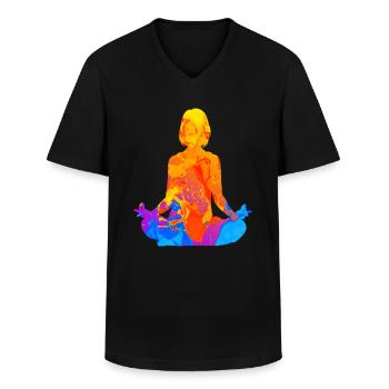 Meditation Meditieren Yoga Frauen Entspannung - Männer-T-Shirt mit V-Ausschnitt - Schwarz - Vorne - AI Model Male 178 dark (178cm)