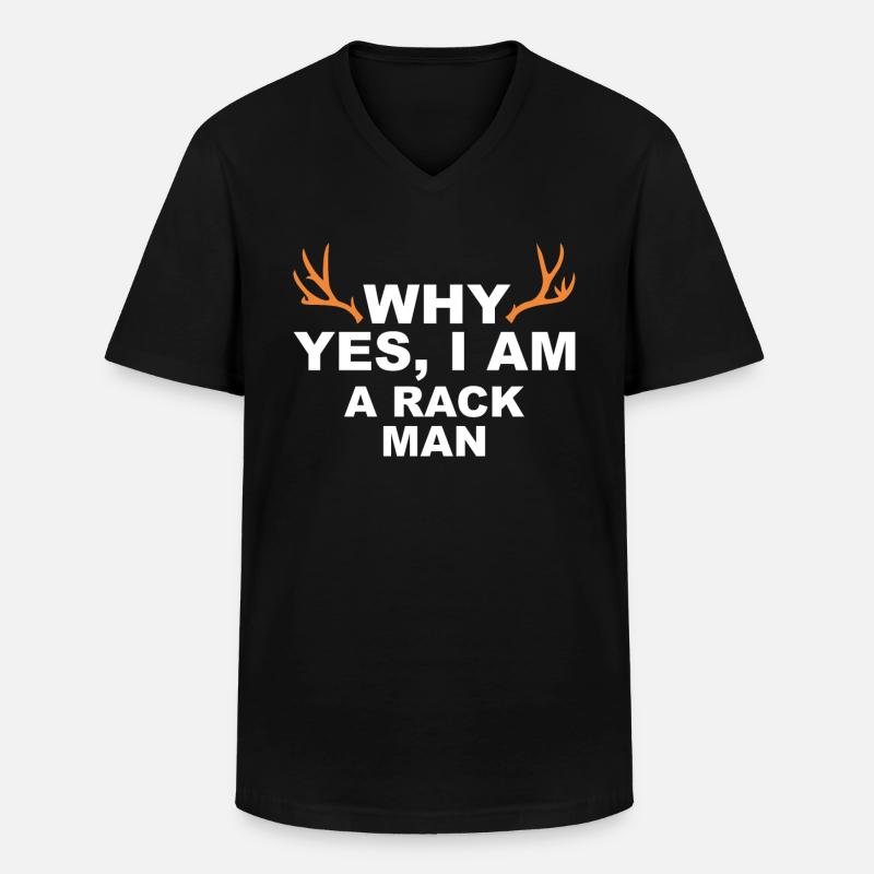Jäger Jagt.Hirsch Geschenkidee - Männer-T-Shirt mit V-Ausschnitt - Schwarz