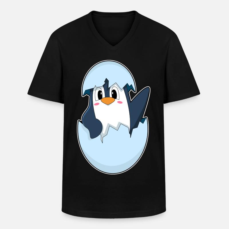Pinguin Eierschale - Männer-T-Shirt mit V-Ausschnitt - Schwarz