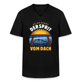 Bei mir kommt der Sprit vom Dach - Photovoltaik - Männer-T-Shirt mit V-Ausschnitt - Schwarz - Vorne - AI Model Male 178 dark (178cm)