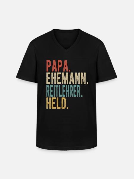 Reitlehrer Papa Ehemann Held - Männer-T-Shirt mit V-Ausschnitt - Schwarz