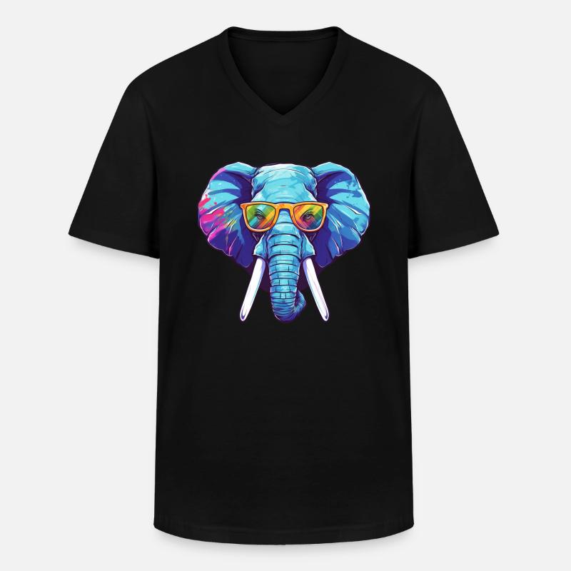 Elefant - Männer-T-Shirt mit V-Ausschnitt - Schwarz