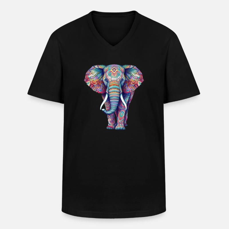 Elefant - Männer-T-Shirt mit V-Ausschnitt - Schwarz