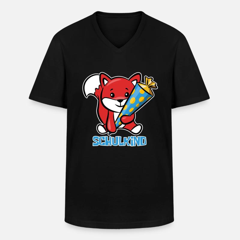 Fuchs Schulanfang Schulkind - Männer-T-Shirt mit V-Ausschnitt - Schwarz
