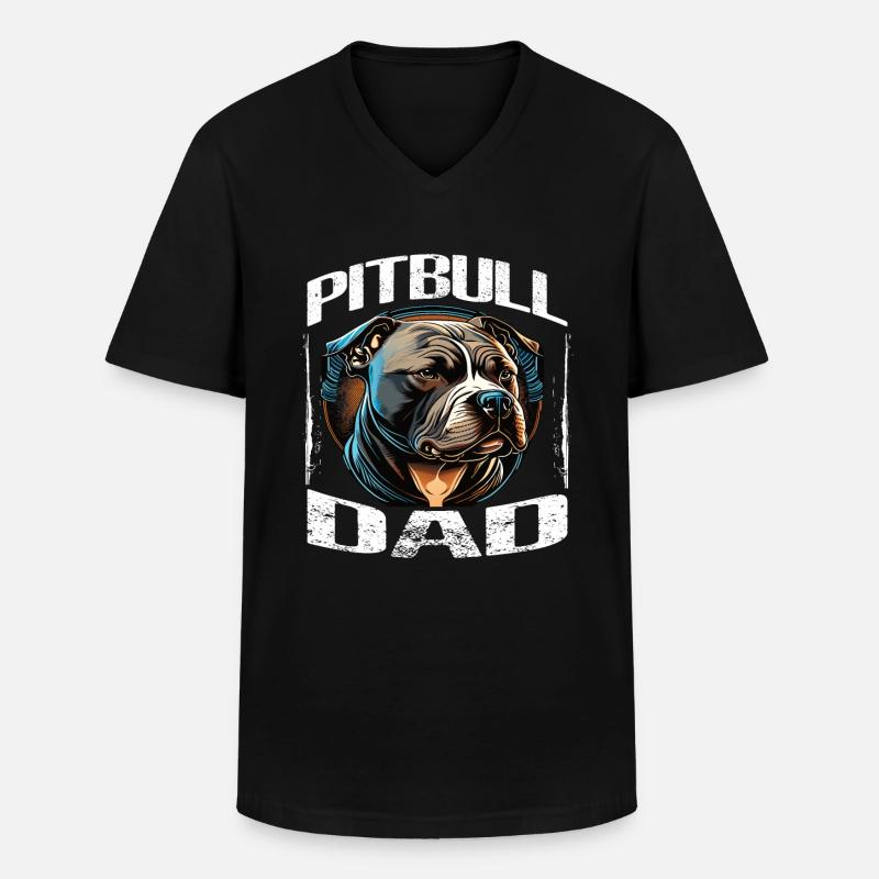 Pitbull Papa Dad Geschenk - Männer-T-Shirt mit V-Ausschnitt - Schwarz