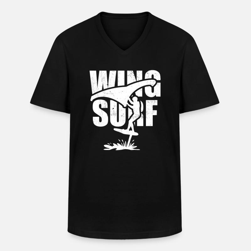 Wing Surfer mit Foil Board - Männer-T-Shirt mit V-Ausschnitt - Schwarz