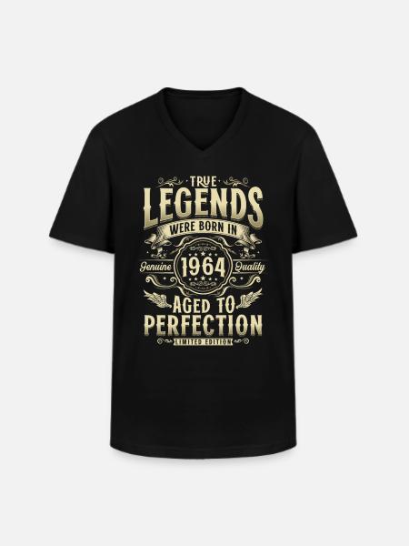 1964 Vintage Born Legends fødselsdagsgave - Klassisk herre T-shirt med V-udskæring - sort