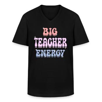 Energetic Teacher Female Teacher - Men's V-Neck T-Shirt - black - Front - AI Model Male 178 dark (178cm)