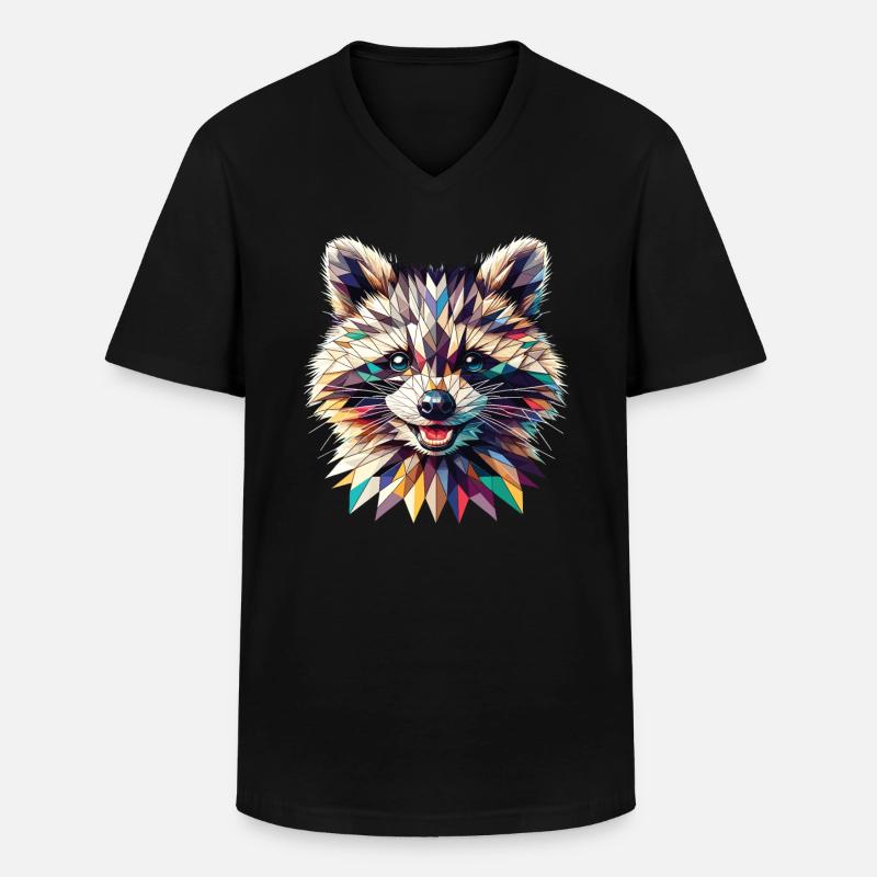 Polygon Waschbär Kunstwerk - Männer-T-Shirt mit V-Ausschnitt - Schwarz