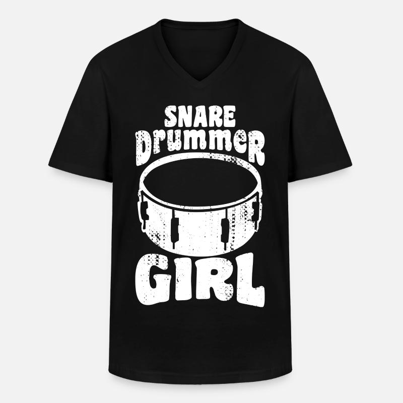 Trommler Mädchen - Männer-T-Shirt mit V-Ausschnitt - Schwarz