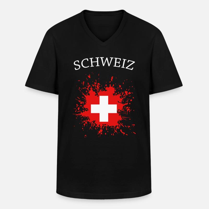Schweiz Flagge - Männer-T-Shirt mit V-Ausschnitt - Schwarz