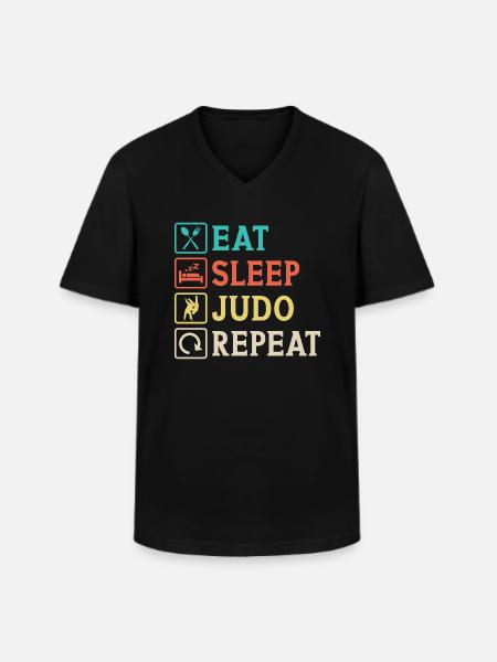 Eat Sleep Judo Repeat - Men's V-Neck T-Shirt - black