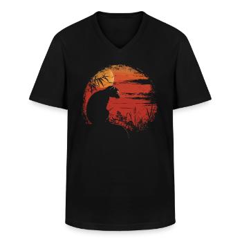 Lémurien Lémurien catta Lémur de Madagascar - T-shirt col V Homme - noir - Devant - AI Model Male 178 dark (178cm)