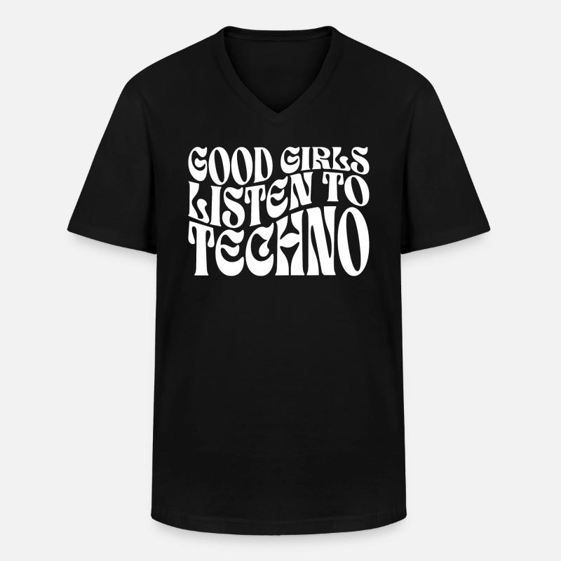 Mädchen hören Techno-Musik - Männer-T-Shirt mit V-Ausschnitt - Schwarz
