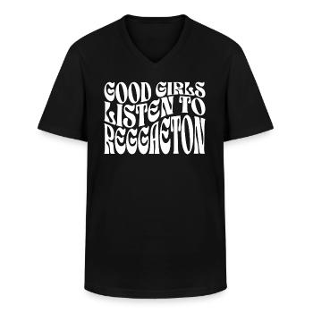 Meilleures Filles Écoutent Du Reggaeton - T-shirt col V Homme - noir - Devant - AI Model Male 178 dark (178cm)