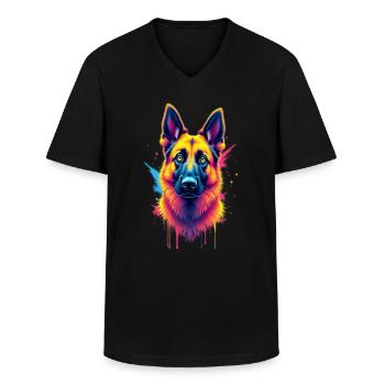 Deutscher Schäferhund Hundeliebhaber Herrchen - Männer-T-Shirt mit V-Ausschnitt - Schwarz - Vorne - AI Model Male 178 dark (178cm)