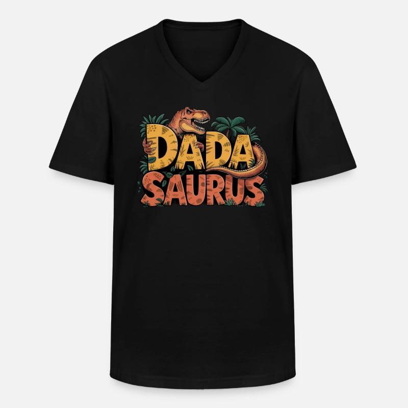 Dinosaurier Papa Saurus Geschenk Papa - Männer-T-Shirt mit V-Ausschnitt - Schwarz