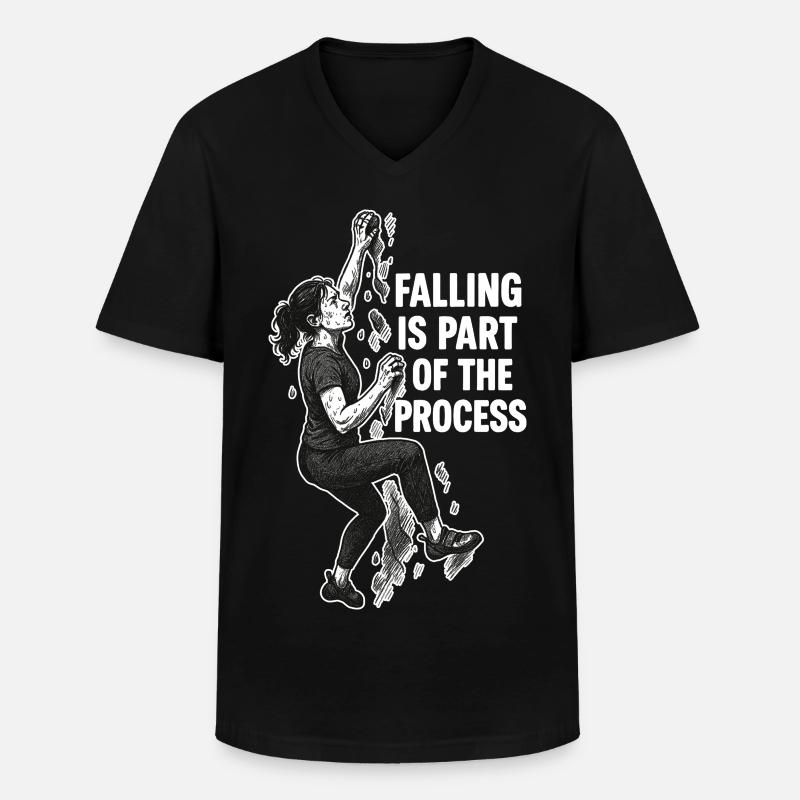 Donna Boulderi: Cadere fa parte del processo - Maglietta da uomo classica con scollo a V - nero