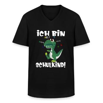 Dino Einschulung Ich bin Schulkind - Männer-T-Shirt mit V-Ausschnitt - Schwarz - Vorne - AI Model Male 178 dark (178cm)