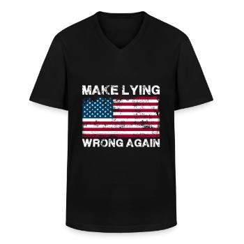 Anti- fait à nouveau des mensonges protestant - T-shirt col V Homme - noir - Devant - AI Model Male 178 dark (178cm)