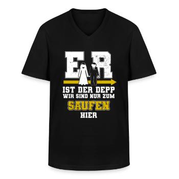 Er Ist Der Depp Jga Junggesellenabschied Männer - Männer-T-Shirt mit V-Ausschnitt - Schwarz - Vorne - AI Model Male 178 dark (178cm)