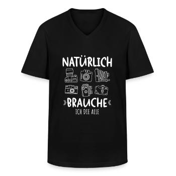 Natürlich Brauche Ich Die Alle Kameras Fotografie - Männer-T-Shirt mit V-Ausschnitt - Schwarz - Vorne - AI Model Male 178 dark (178cm)