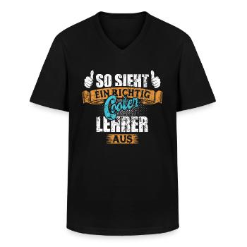 So sieht ein richtig cooler Lehrer aus - Männer-T-Shirt mit V-Ausschnitt - Schwarz - Vorne - AI Model Male 178 dark (178cm)