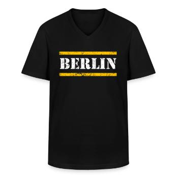 Berlin - T-shirt col V Homme - noir - Devant - AI Model Male 178 dark (178cm)