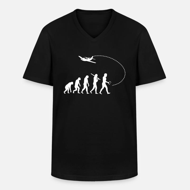 Evolution of the pilot - Men's V-Neck T-Shirt - black