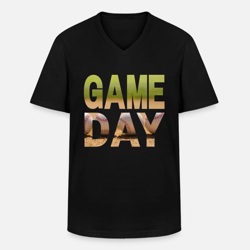 Game Day Baseball - Männer-T-Shirt mit V-Ausschnitt - Schwarz