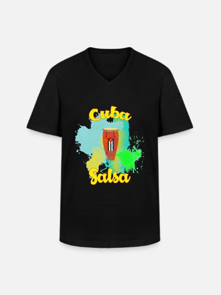Cuba Salsa Music Dance Gift - Men's V-Neck T-Shirt - black
