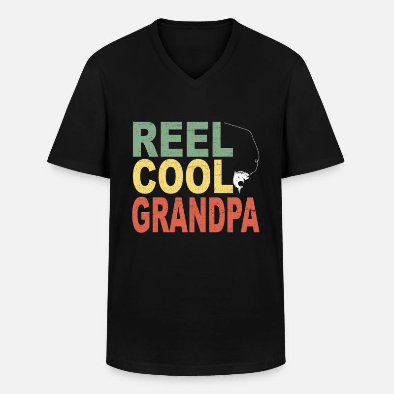 Fischen Opa Geschenkidee - Männer-T-Shirt mit V-Ausschnitt - Schwarz