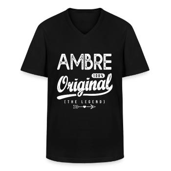 Ambre ORIGINAL shirt personnalisé prénom ambre - T-shirt col V Homme - noir - Devant - AI Model Male 178 dark (178cm)