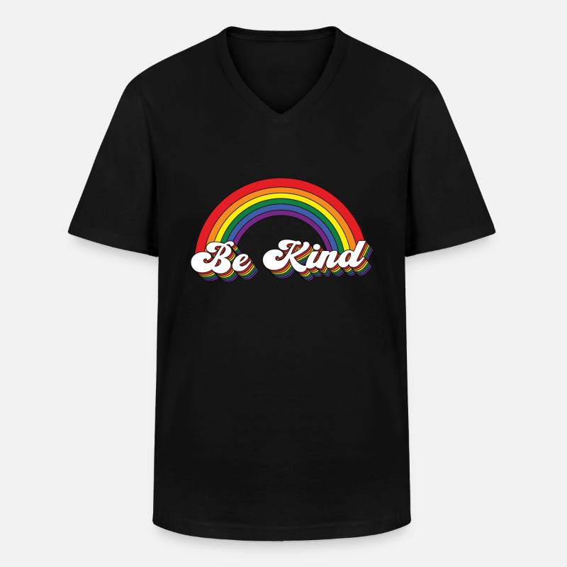Be Kind Regenbogen - Männer-T-Shirt mit V-Ausschnitt - Schwarz